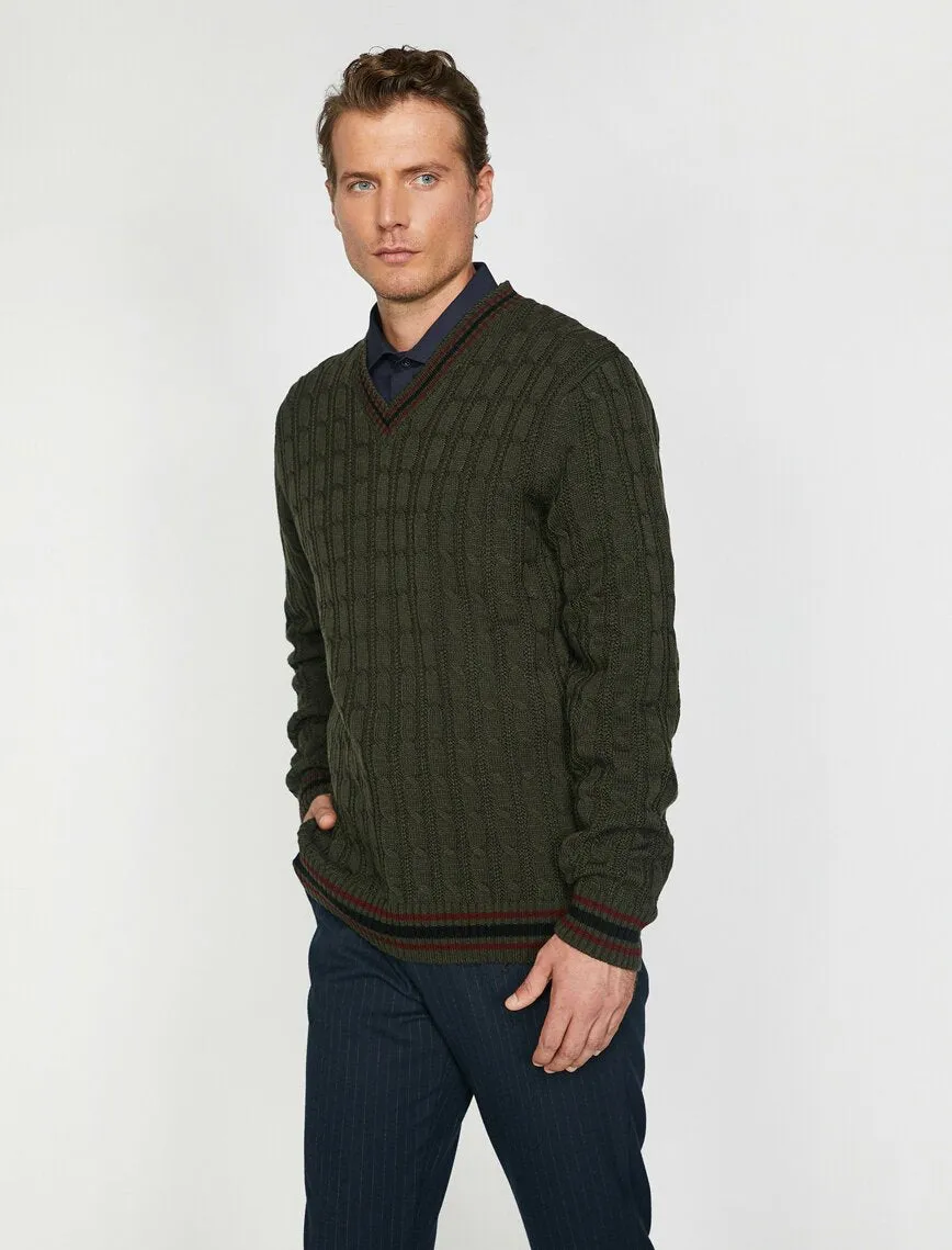 17373 Khaki Knitted Jumper