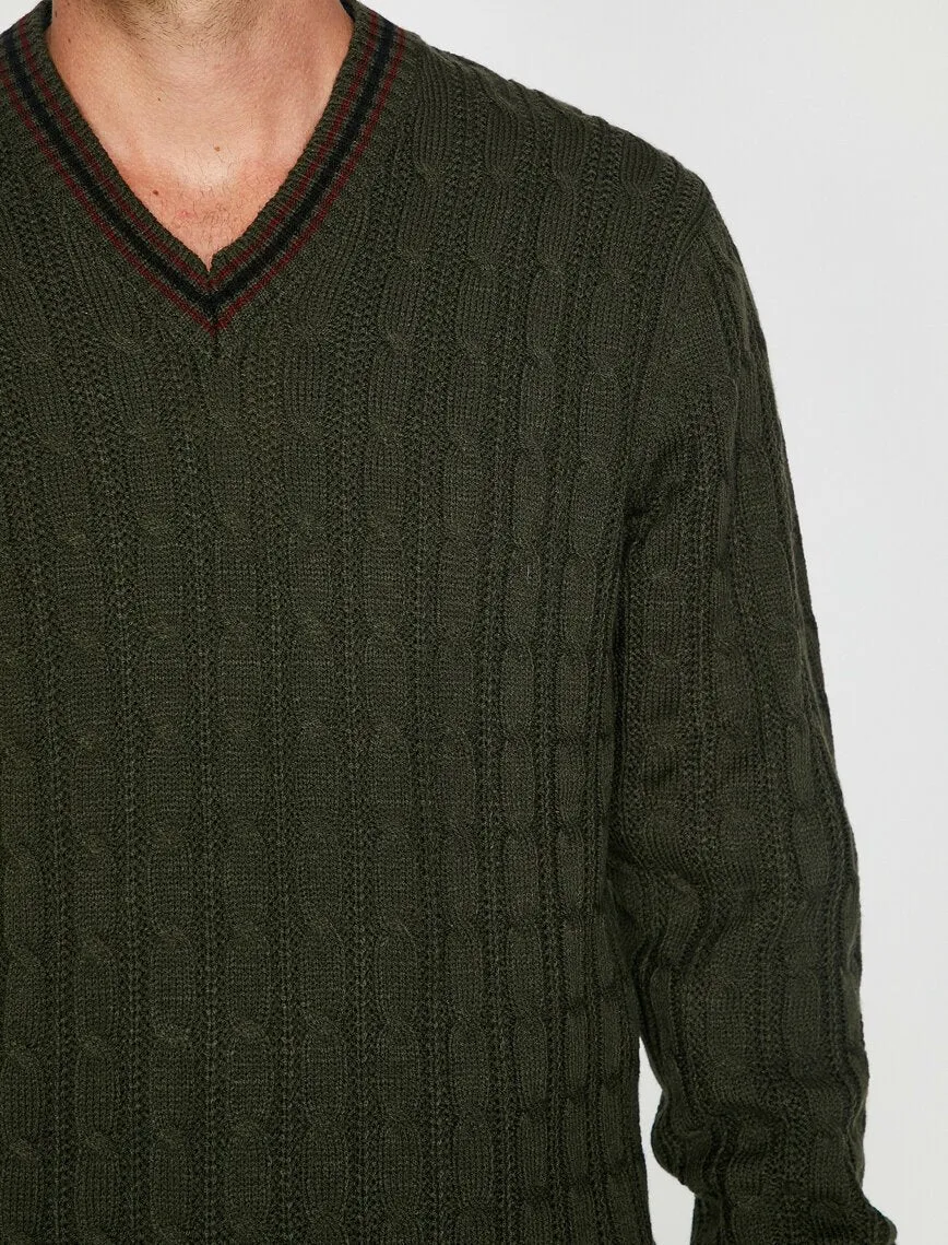 17373 Khaki Knitted Jumper