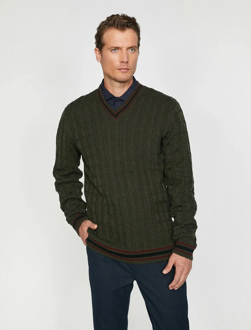 17373 Khaki Knitted Jumper