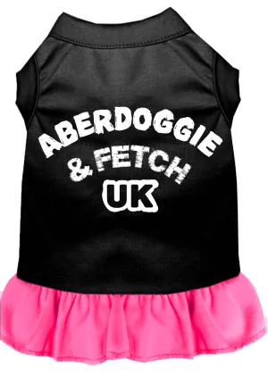 Aberdoggie Uk Screen Print Dress Black With Bright Pink Med