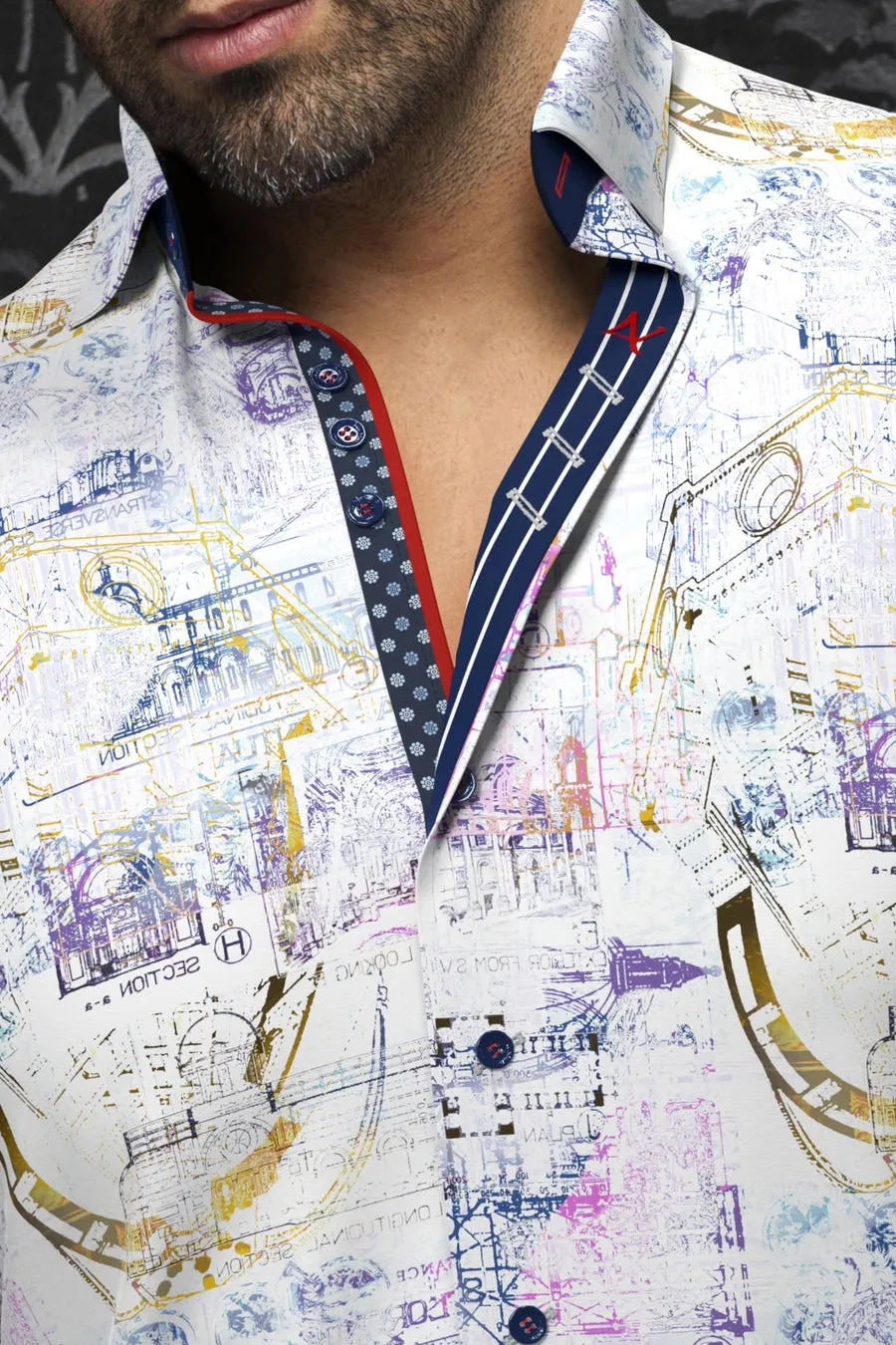 Au Noir Stretch Shirt | Florensio White Multi