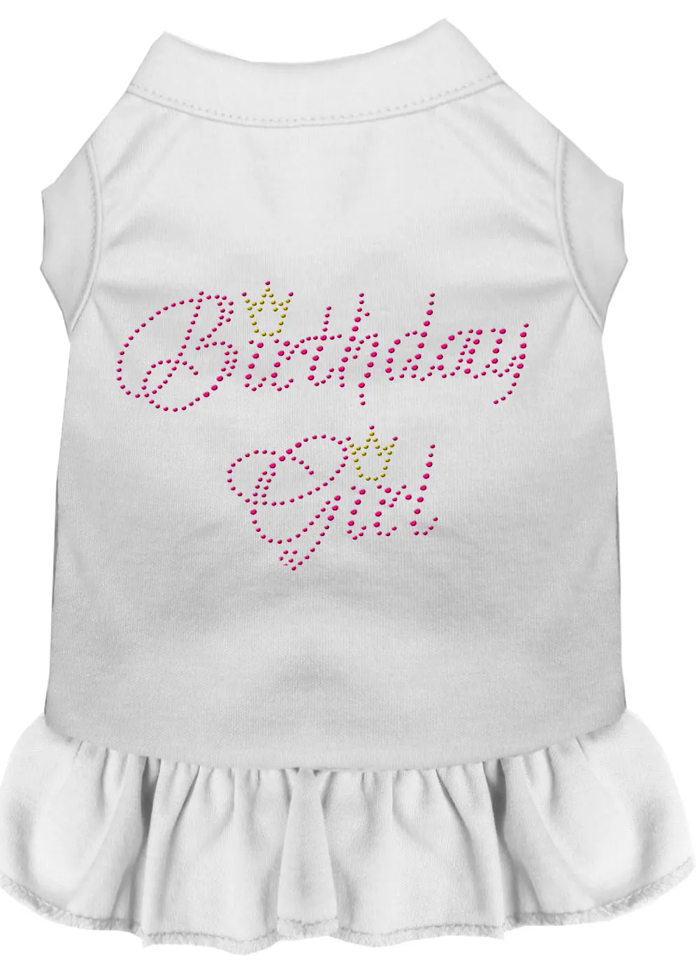 Birthday Girl Rhinestone Dress White Sm