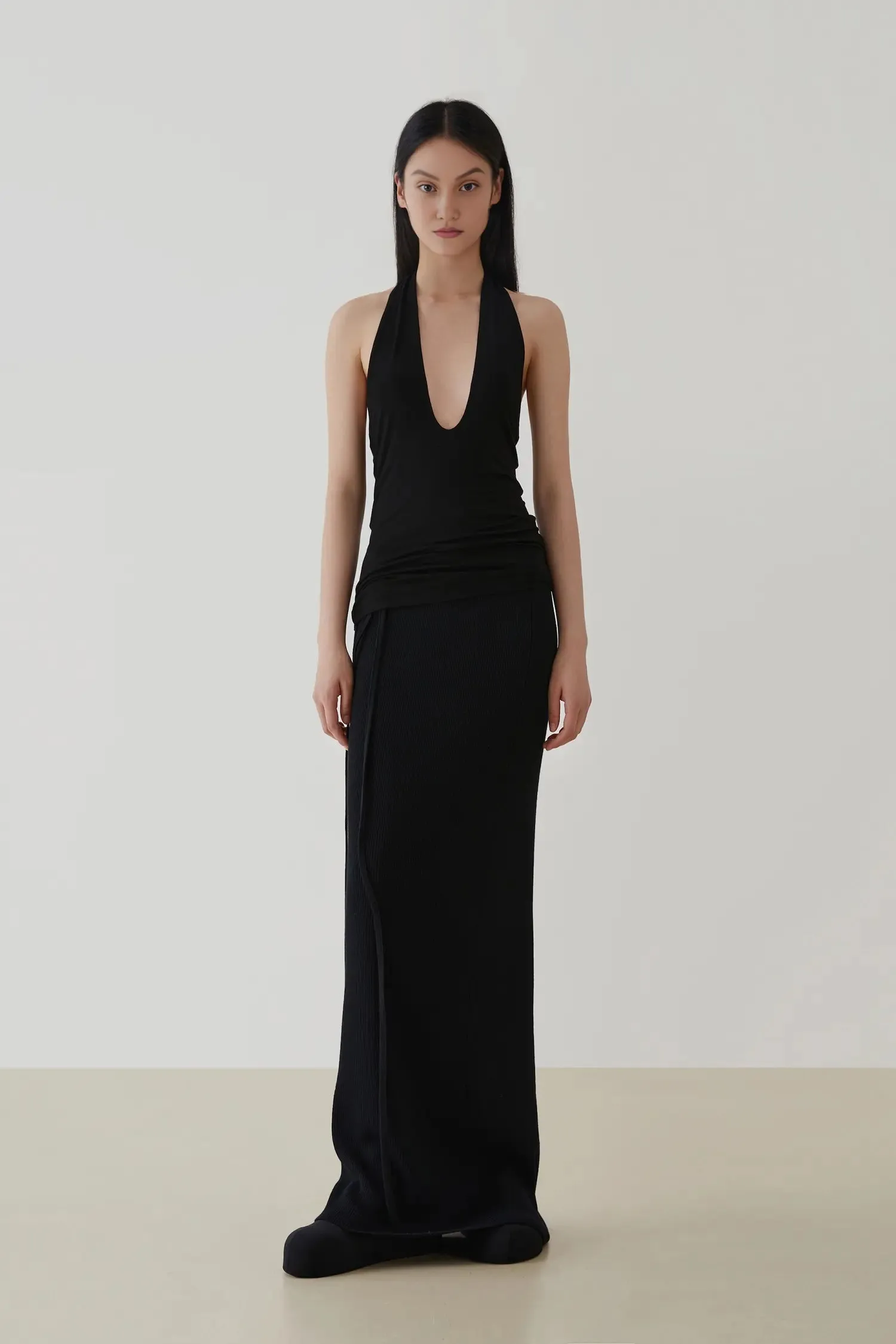 Black Halter Neck Backless Top