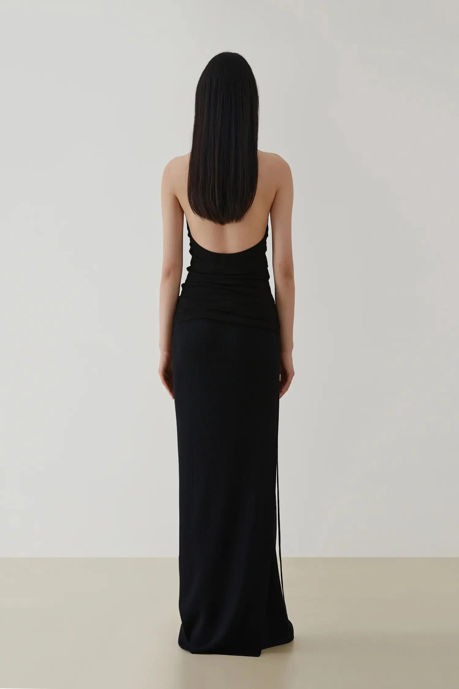 Black Halter Neck Backless Top