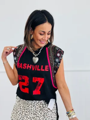 Black Nashville 27 Sleeveless Graphic Top (Reg.)