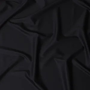 Black Satin Wool Suiting Fabric, Refined Italian Quality, 150cm Width - 4 Mtrs Piece-D17761