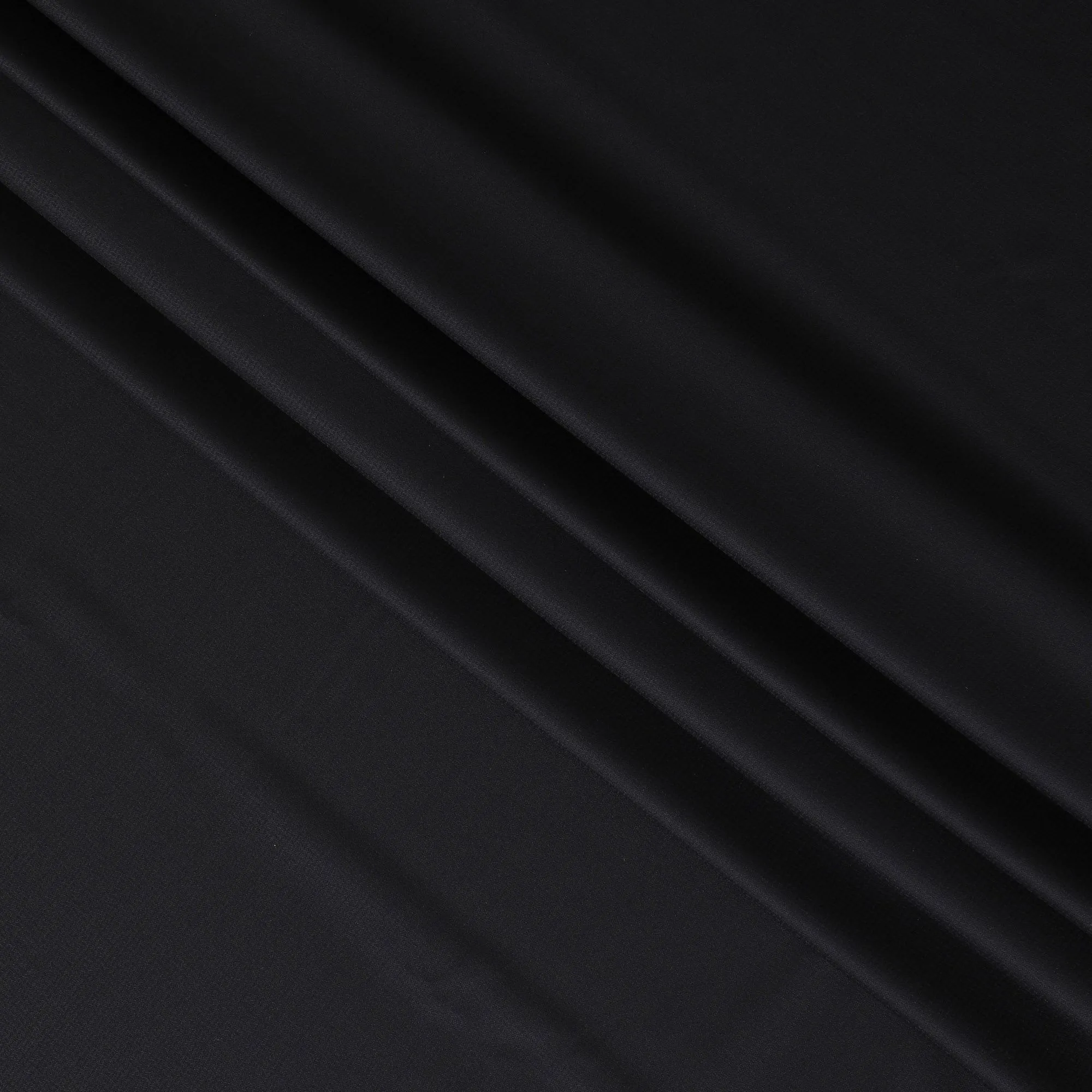 Black Satin Wool Suiting Fabric, Refined Italian Quality, 150cm Width - 4 Mtrs Piece-D17761