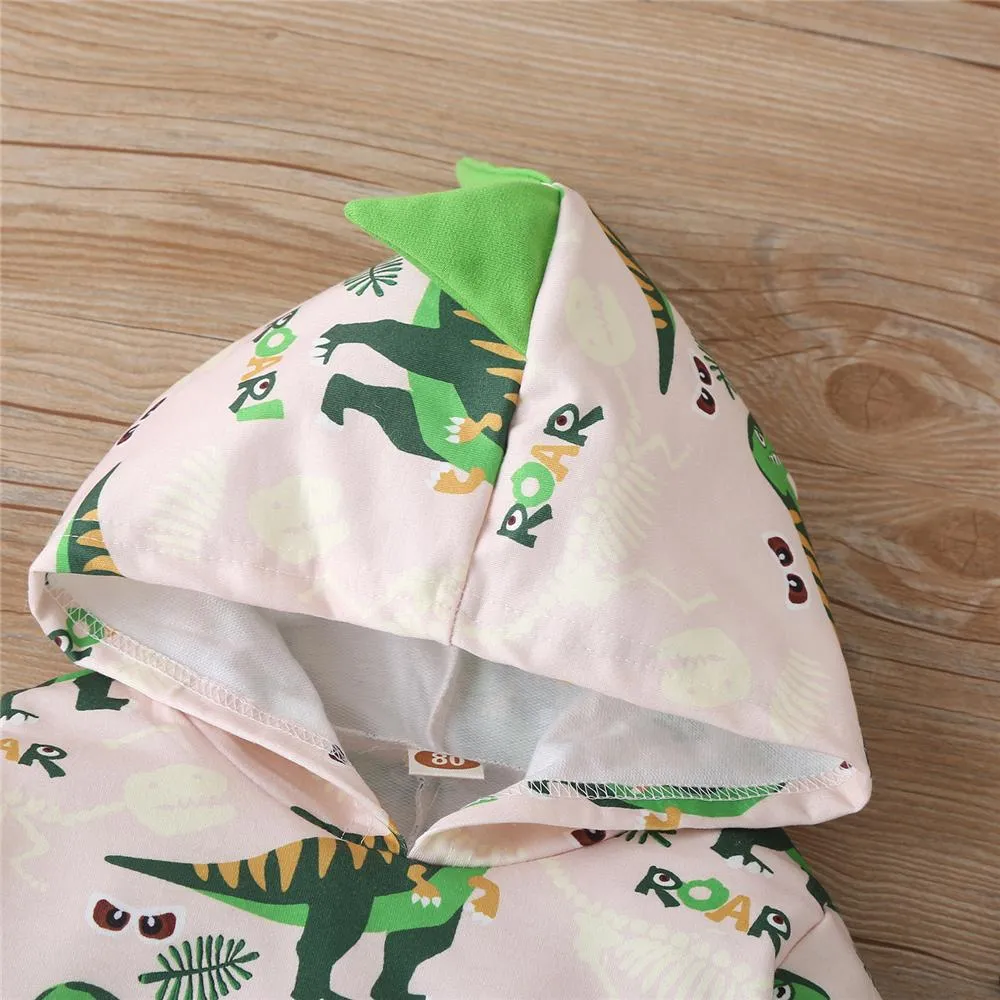 Boys Dinosaur Printed Hooded Top & Pants Wholesale Boys Suits