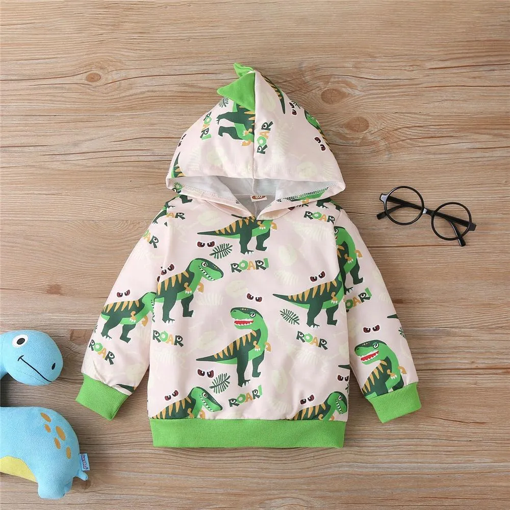 Boys Dinosaur Roar Long-Sleeve Hooded Top & Pants Boys School Uniform