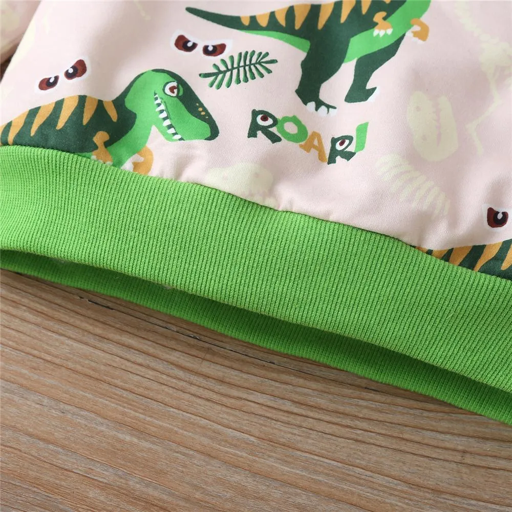 Boys Dinosaur Roar Long-Sleeve Hooded Top & Pants Boys School Uniform