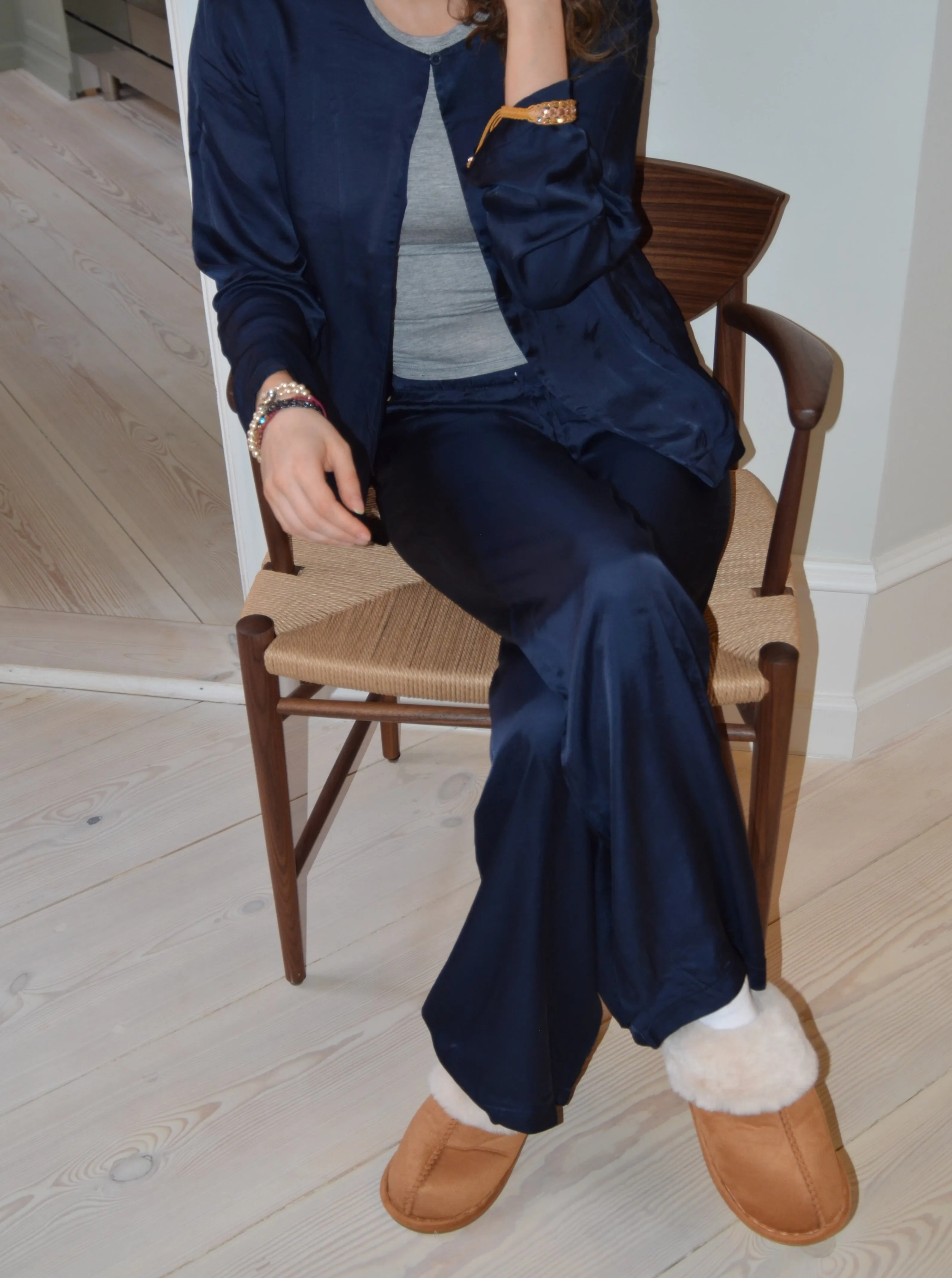 Callie satin pants -  Navy