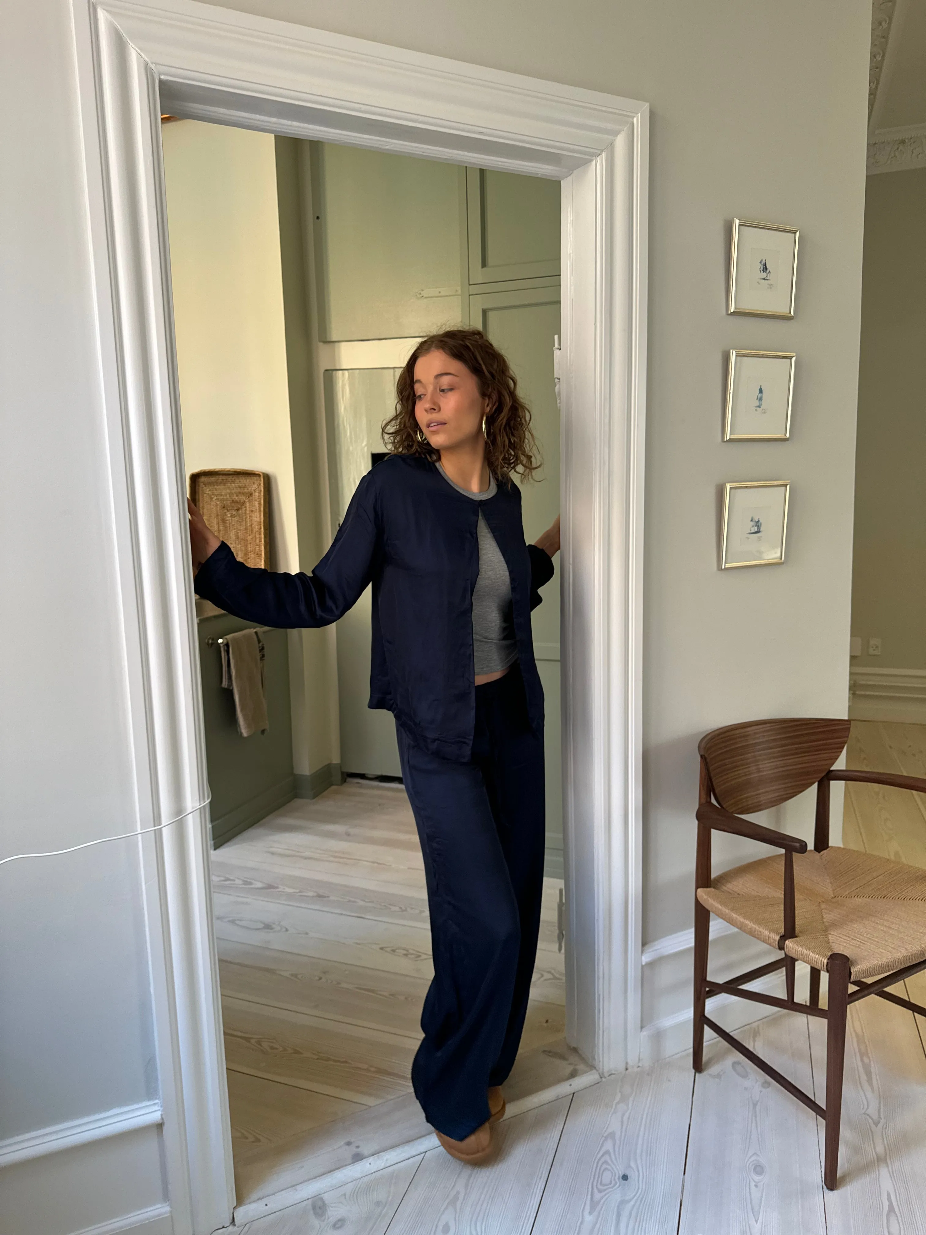 Callie satin pants -  Navy