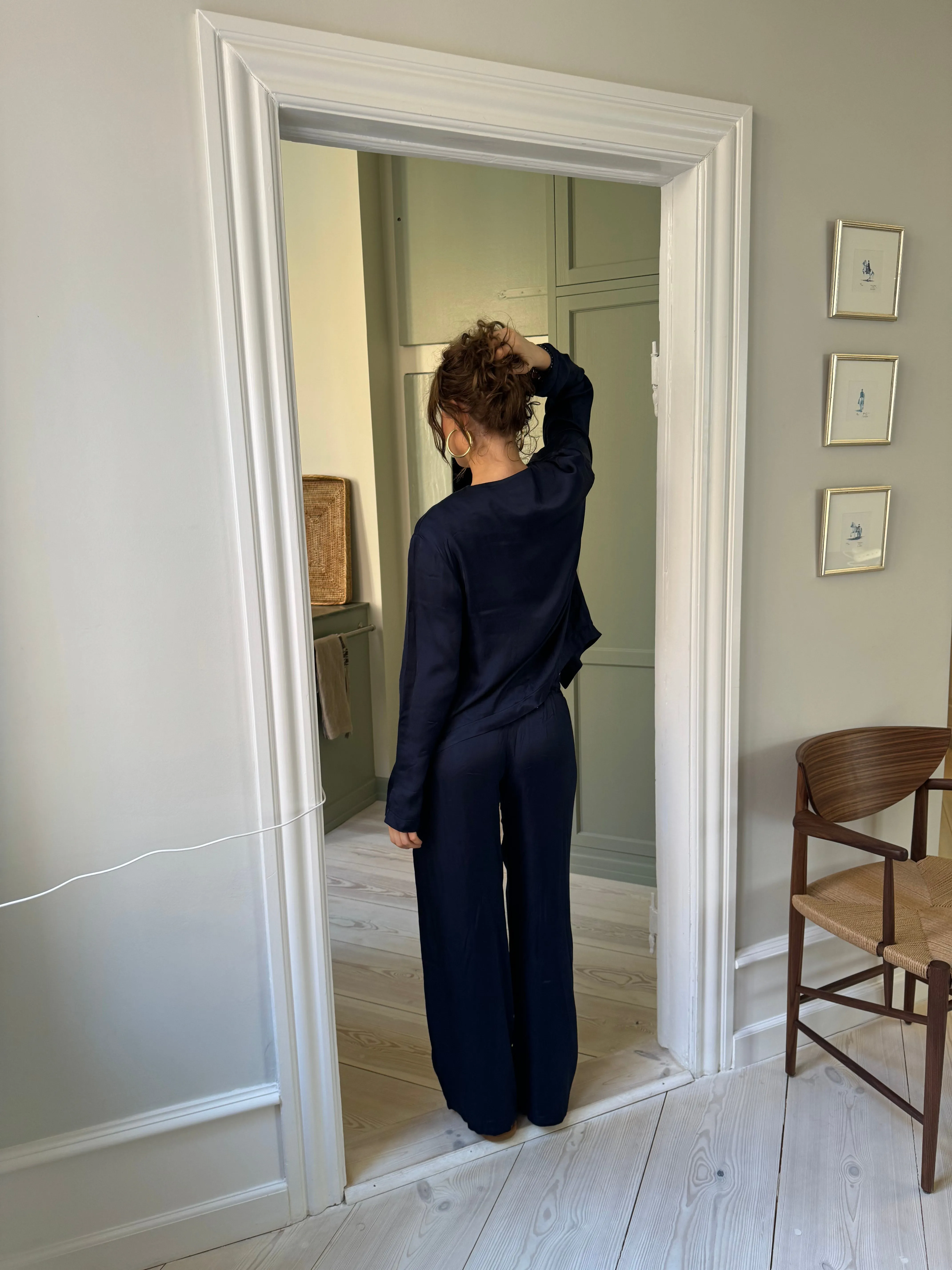 Callie satin pants -  Navy