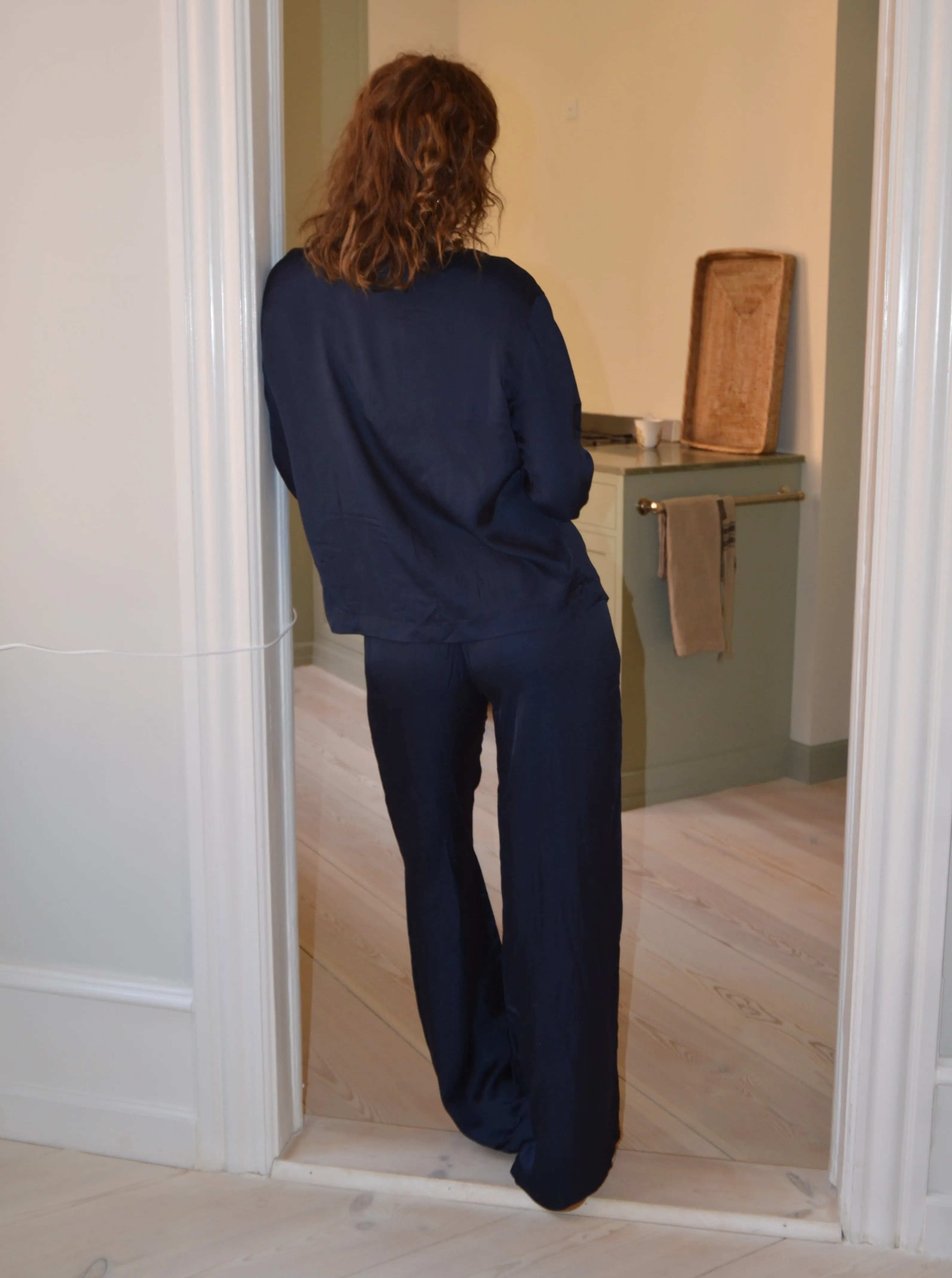 Callie satin pants -  Navy