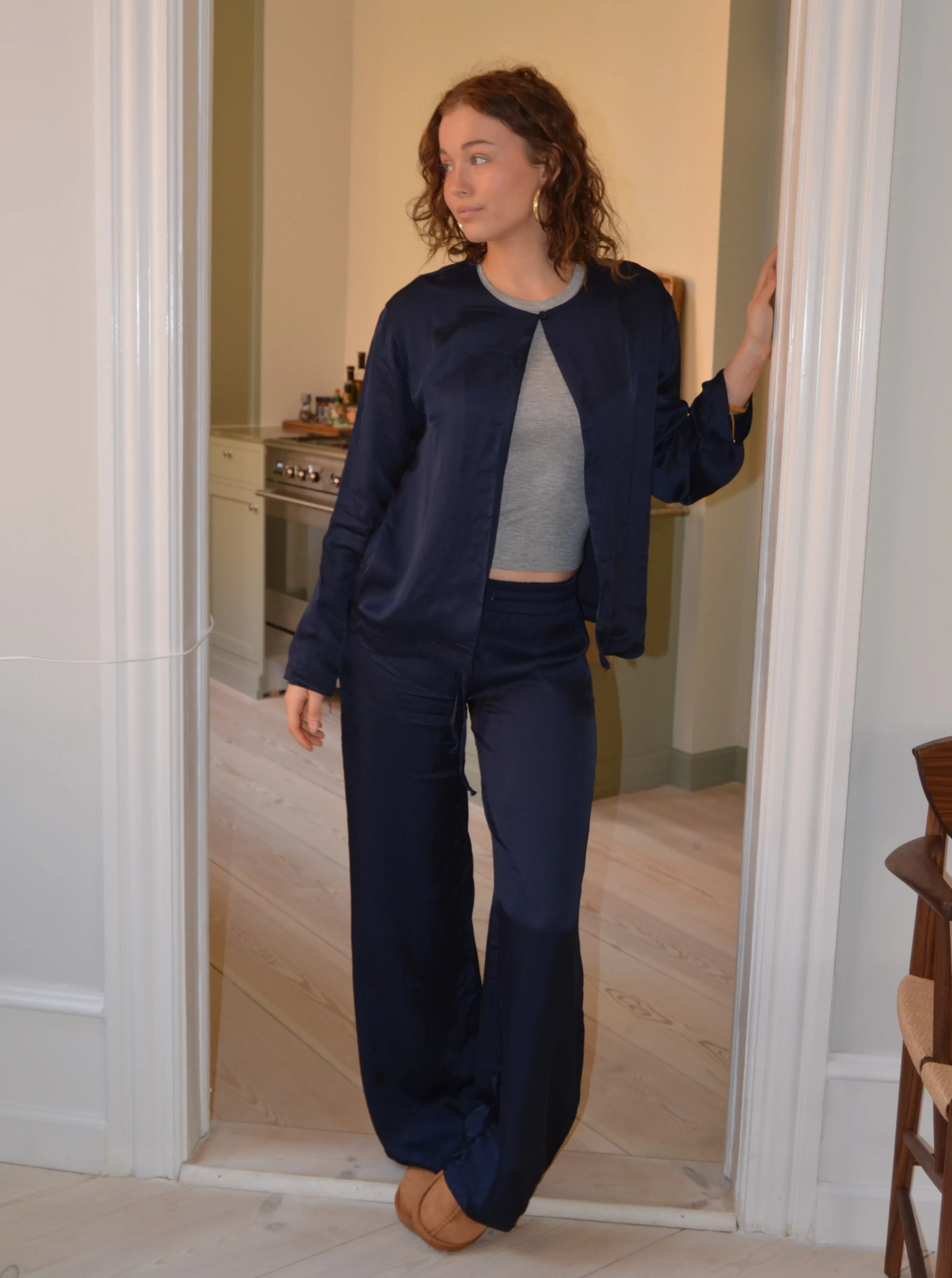 Callie satin pants -  Navy