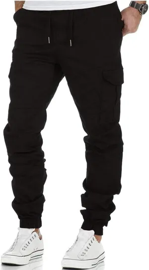 Cargo Pants for Men Relaxed Fit Workwear Casual Cargo Pull On Pants Men's Joggers Pants Athletic Mens Cotton Linen