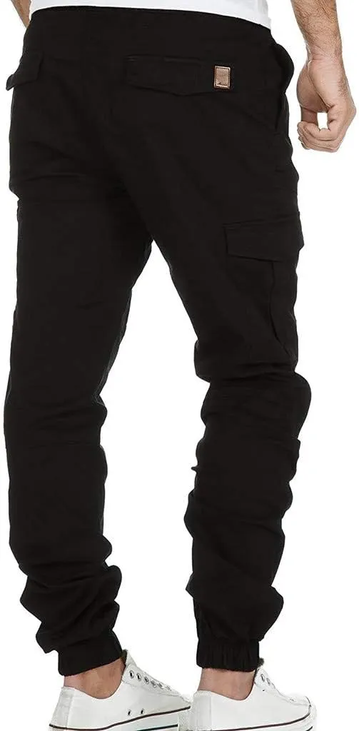 Cargo Pants for Men Relaxed Fit Workwear Casual Cargo Pull On Pants Men's Joggers Pants Athletic Mens Cotton Linen