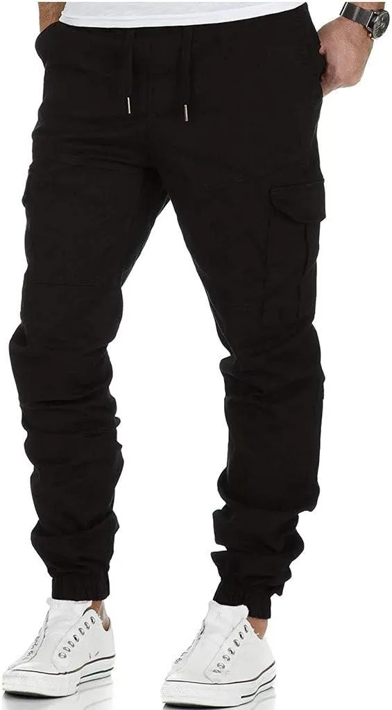 Cargo Pants for Men Relaxed Fit Workwear Casual Cargo Pull On Pants Men's Joggers Pants Athletic Mens Cotton Linen