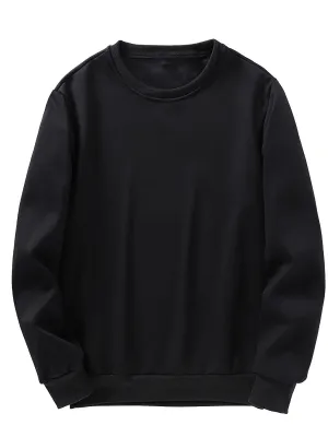 Casual Solid Color Crew Neck Long Sleeve Pullover Sweatshirt