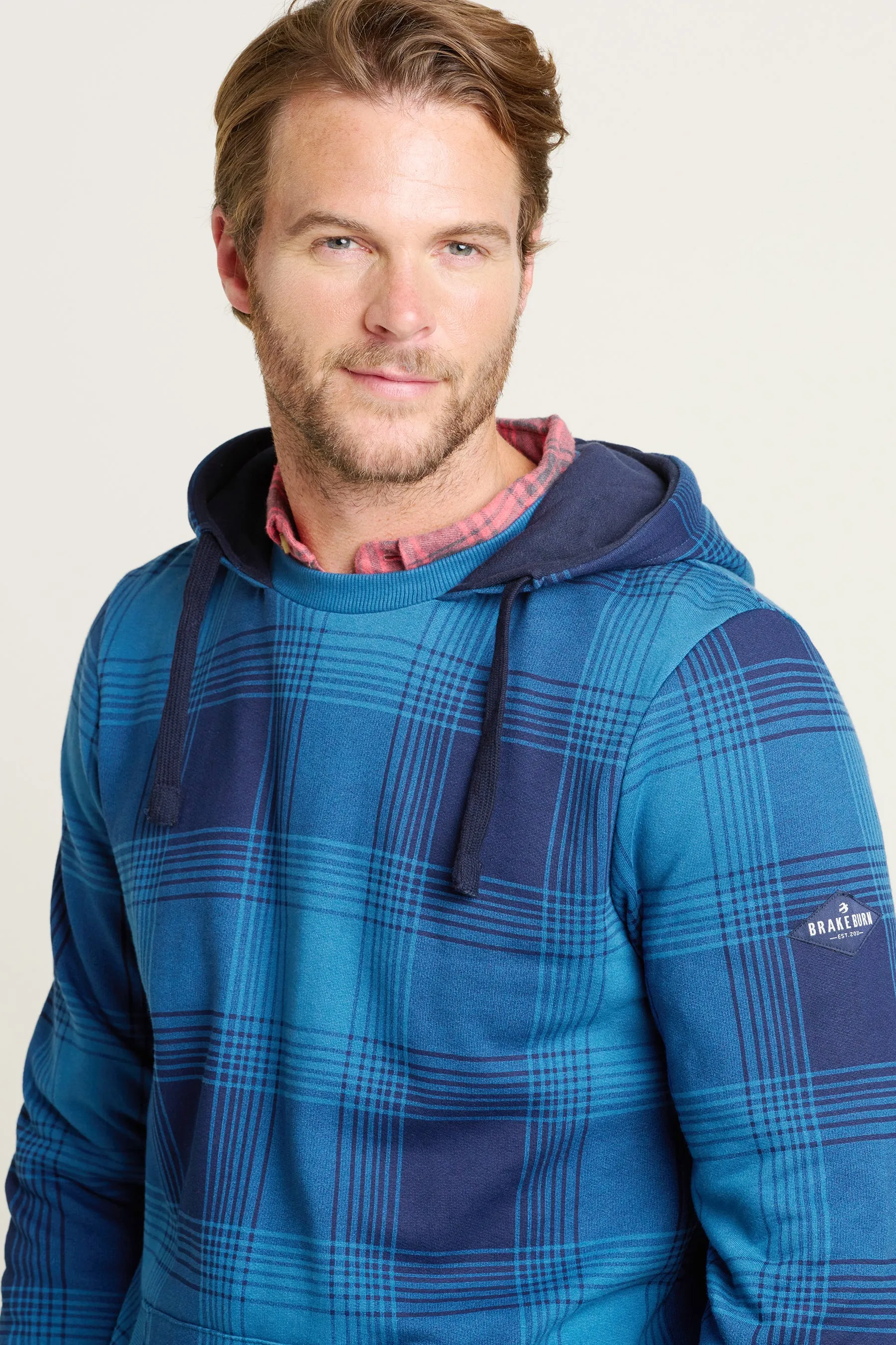 Check Hooded Crew Neck Sweatshirt