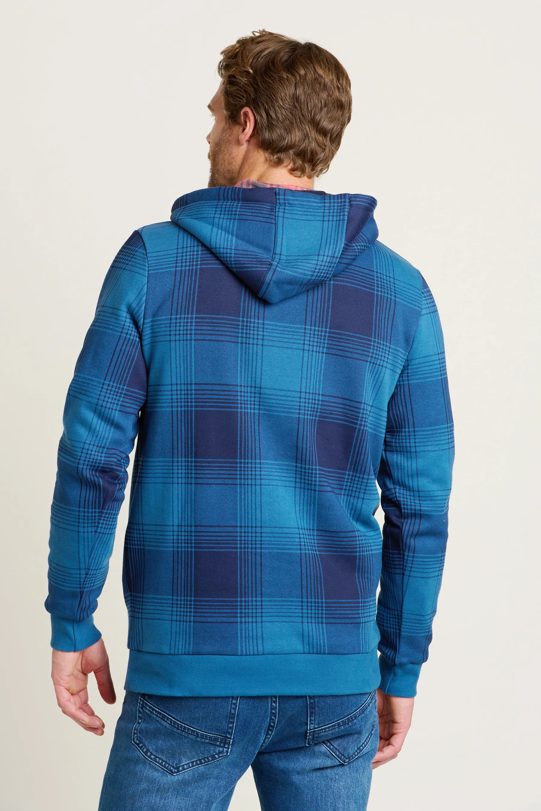 Check Hooded Crew Neck Sweatshirt