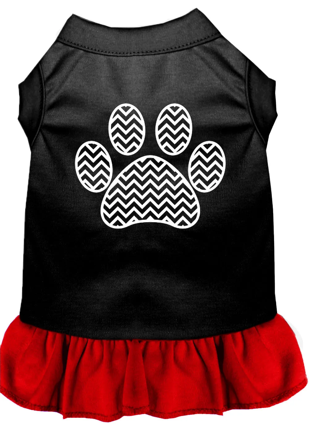 Chevron Paw Screen Print Dress Black With Red Xxl