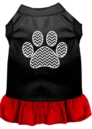 Chevron Paw Screen Print Dress Black With Red Xxl
