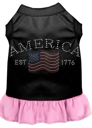Classic America Rhinestone Dress Black With Light Pink Xs