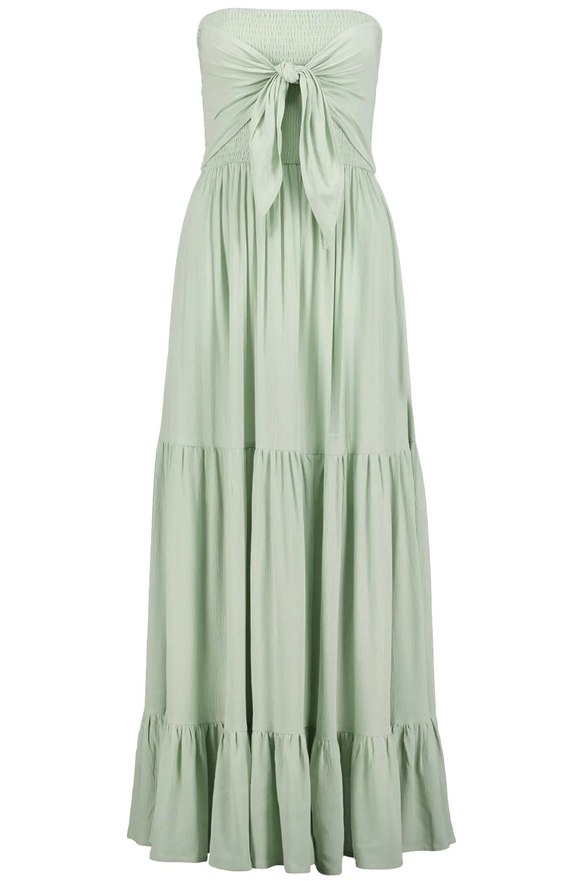 Coastal Tie Front Strapless Dress