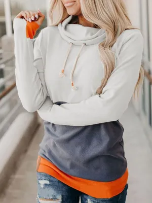 Color Block Long Sleeve Casual Hoodie