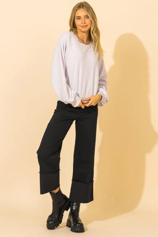 Cozy Stylish Long Sleeve Textured Sweatshirt