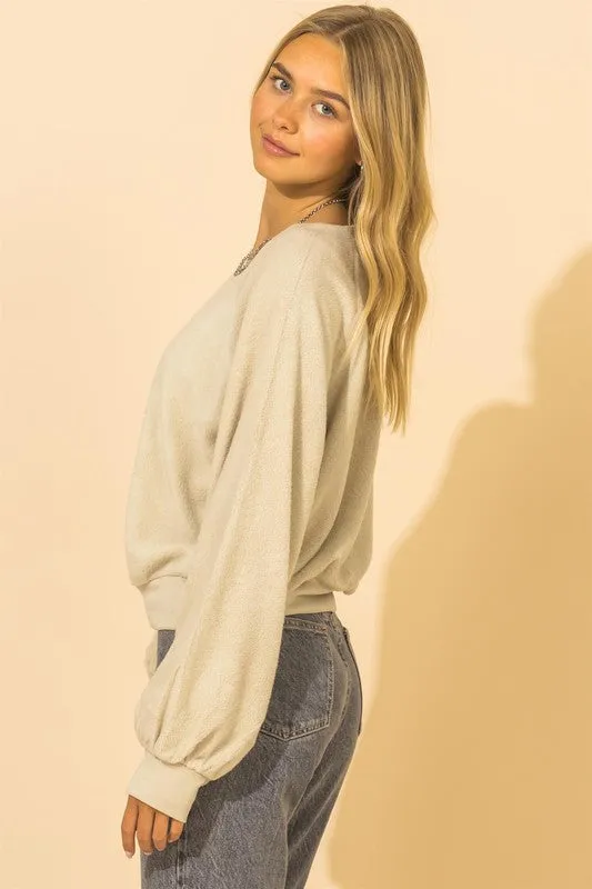 Cozy Stylish Long Sleeve Textured Sweatshirt