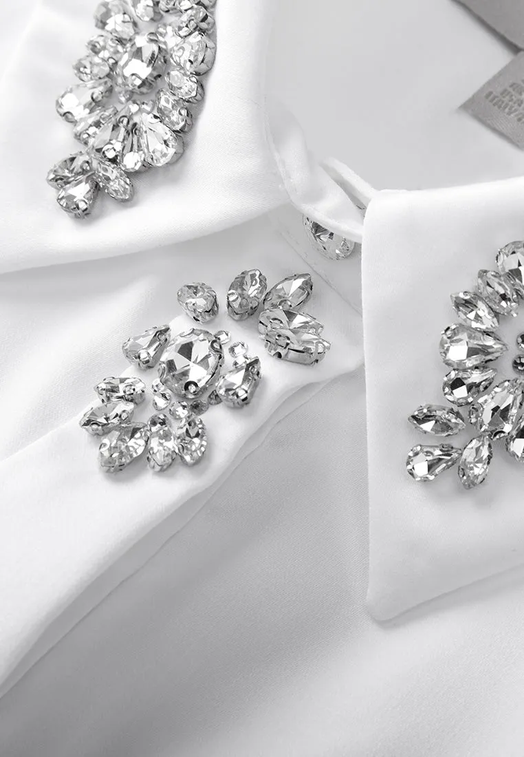 Crystal-embellished Lapel Shirt