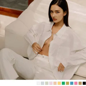 ELEGANT DROP SHOULDER DIP HEM LONG SLEEVE SHIRTS