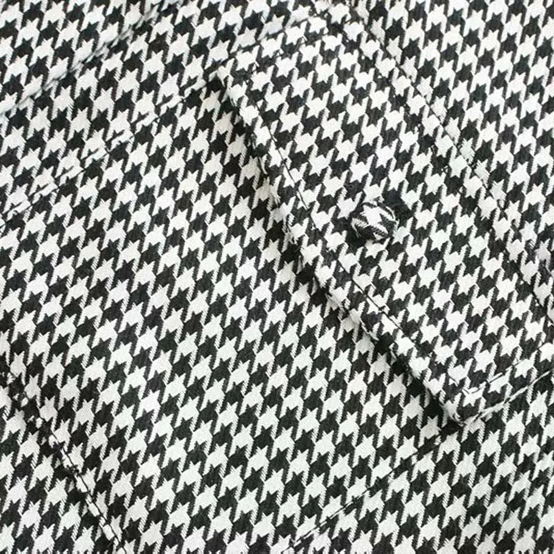 Elegant Women's Houndstooth Button Up Shirt