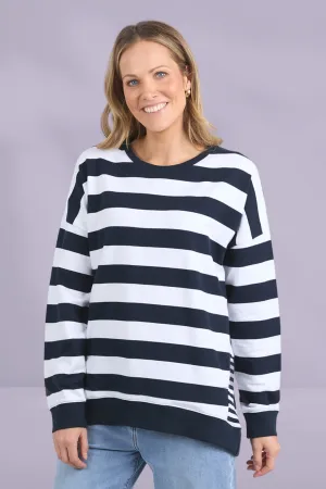 Elm Mill Crew Navy White Stripe