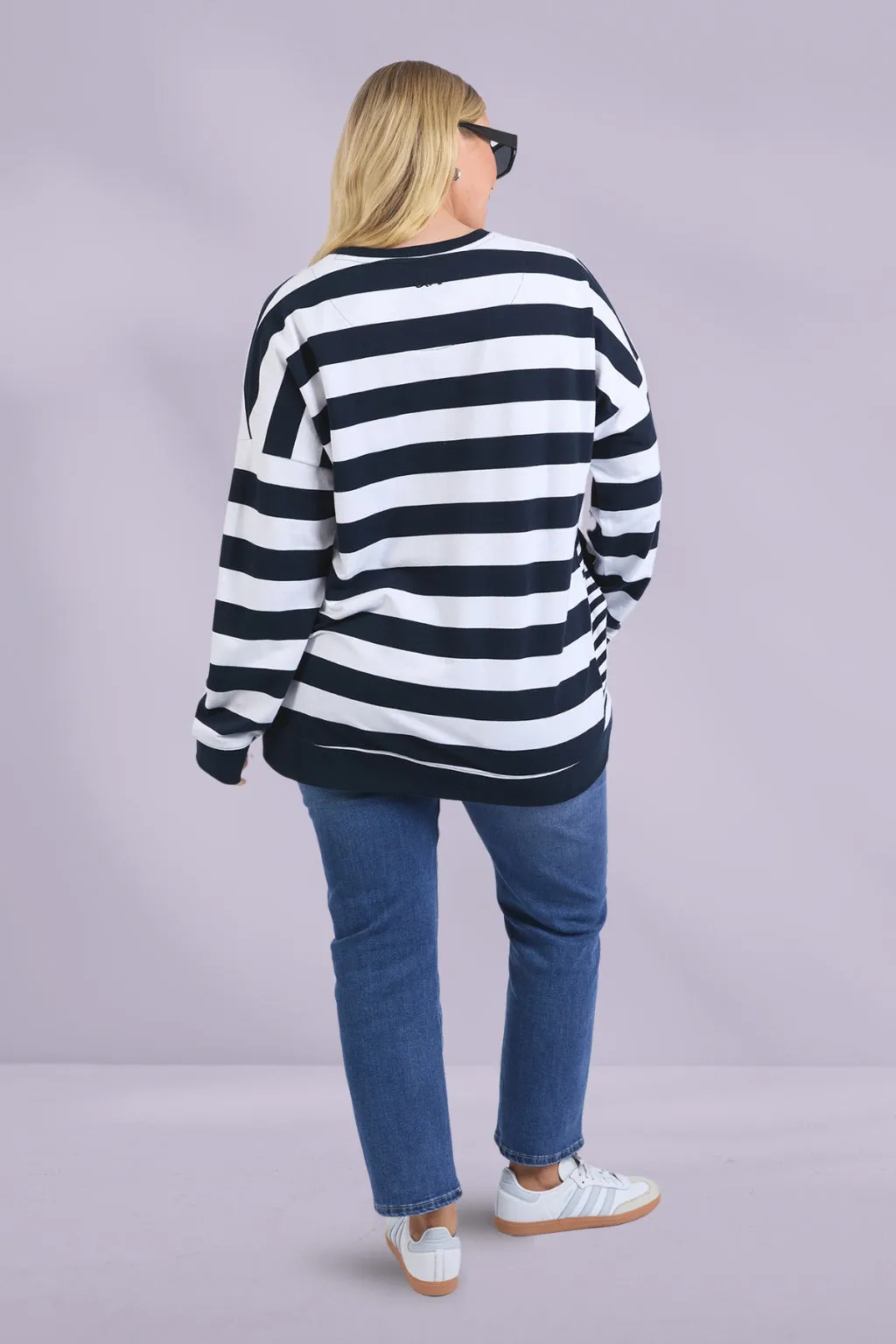 Elm Mill Crew Navy White Stripe