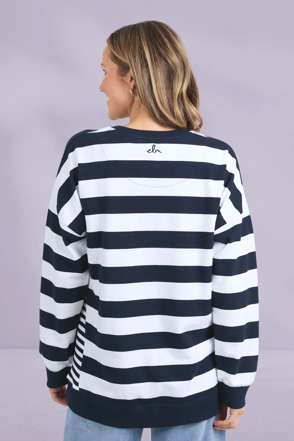 Elm Mill Crew Navy White Stripe