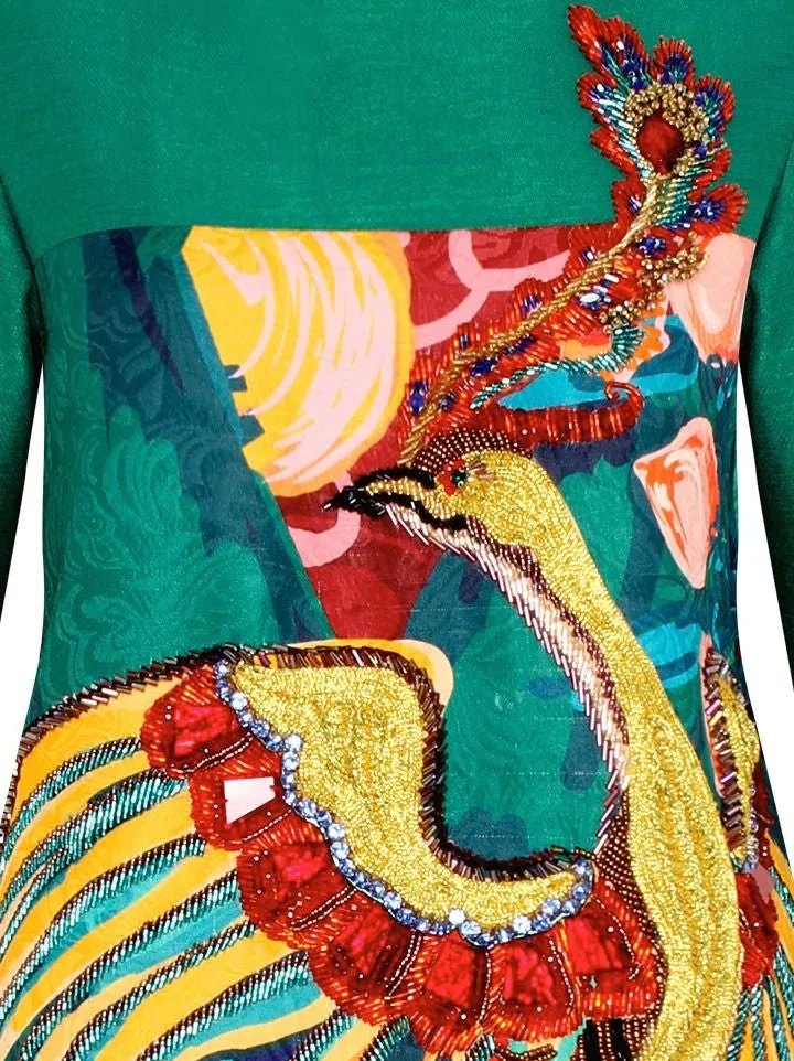 Emboriderd Printed Dress