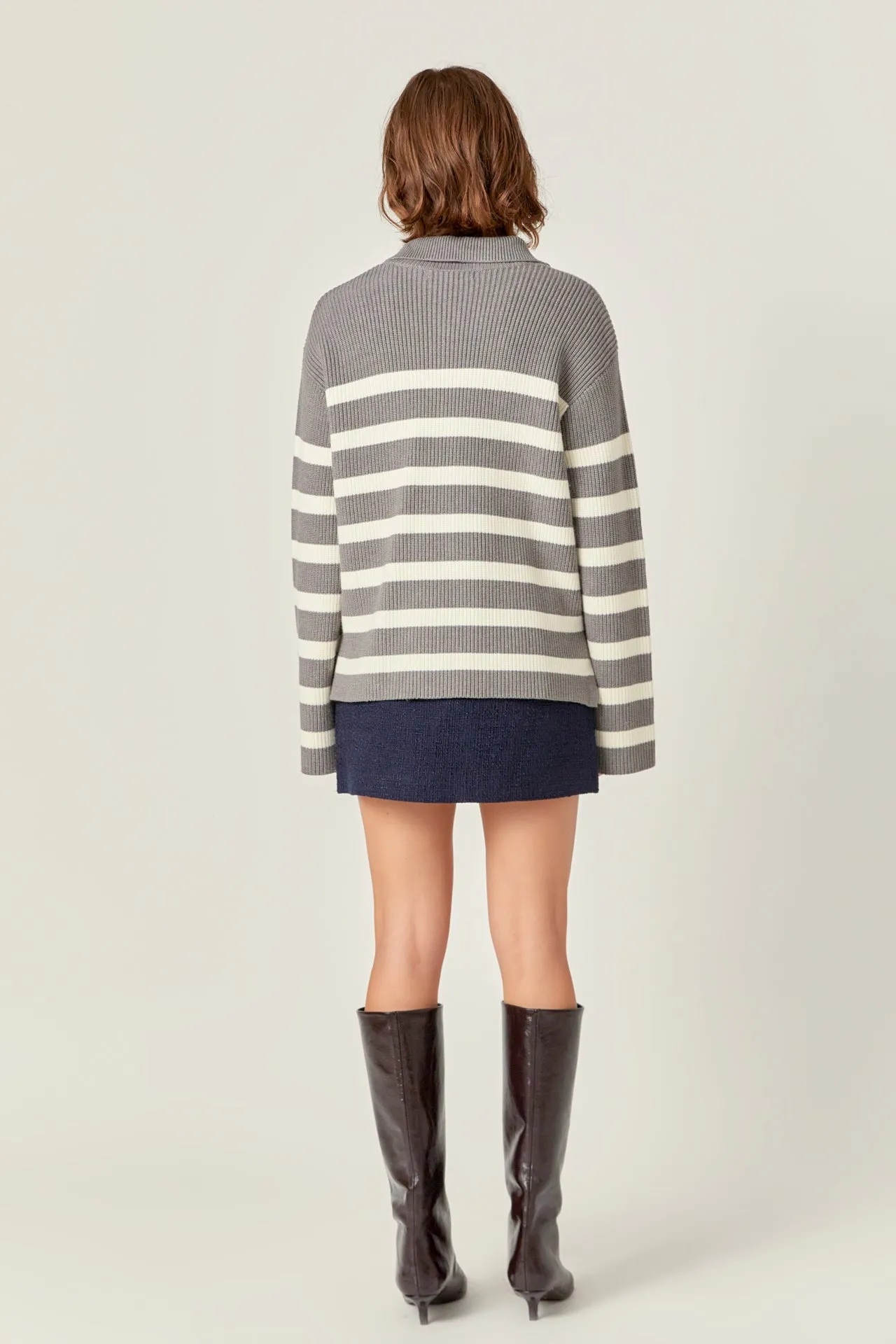 English Factory - Striped Half-Zip Relaxed Sweater