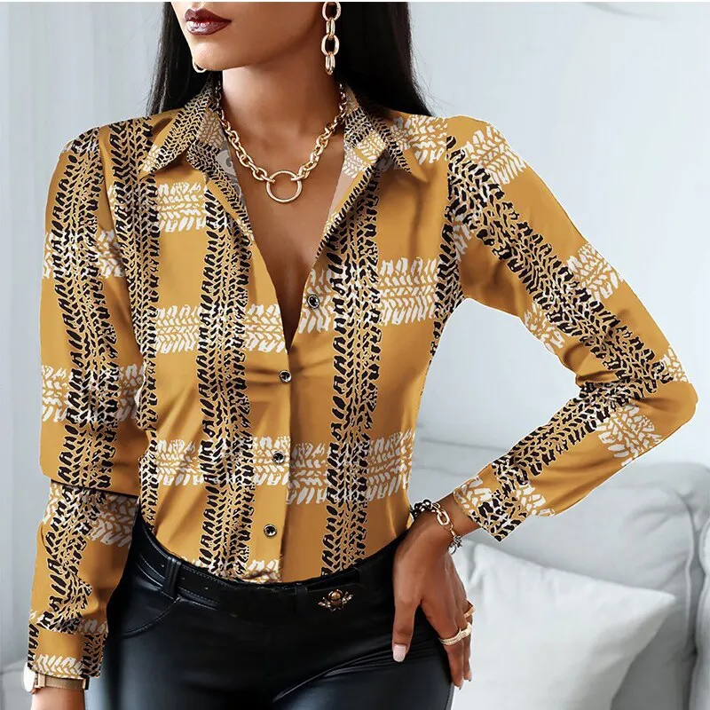Fashion Elegant Scarf Chain Print Blouse