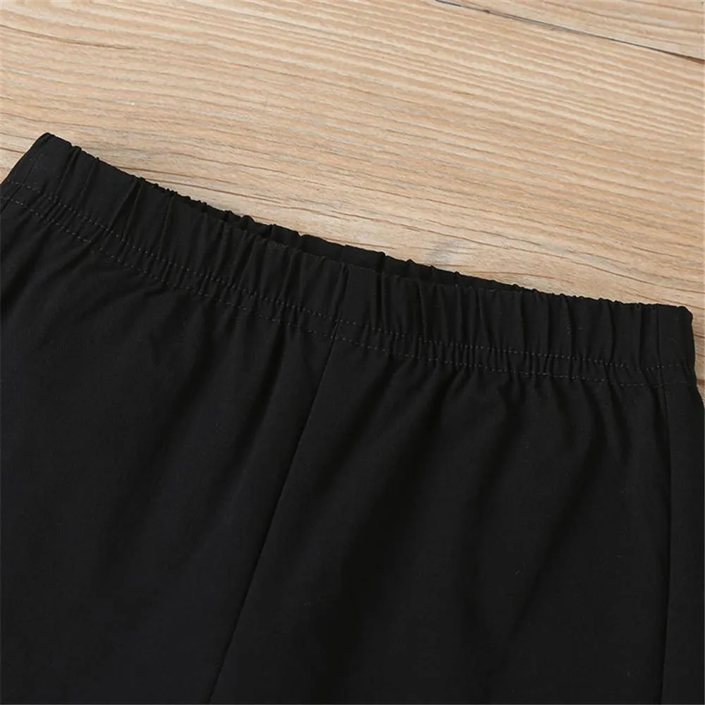 Girls Crew-neck Solid Long Sleeve Top & Pants