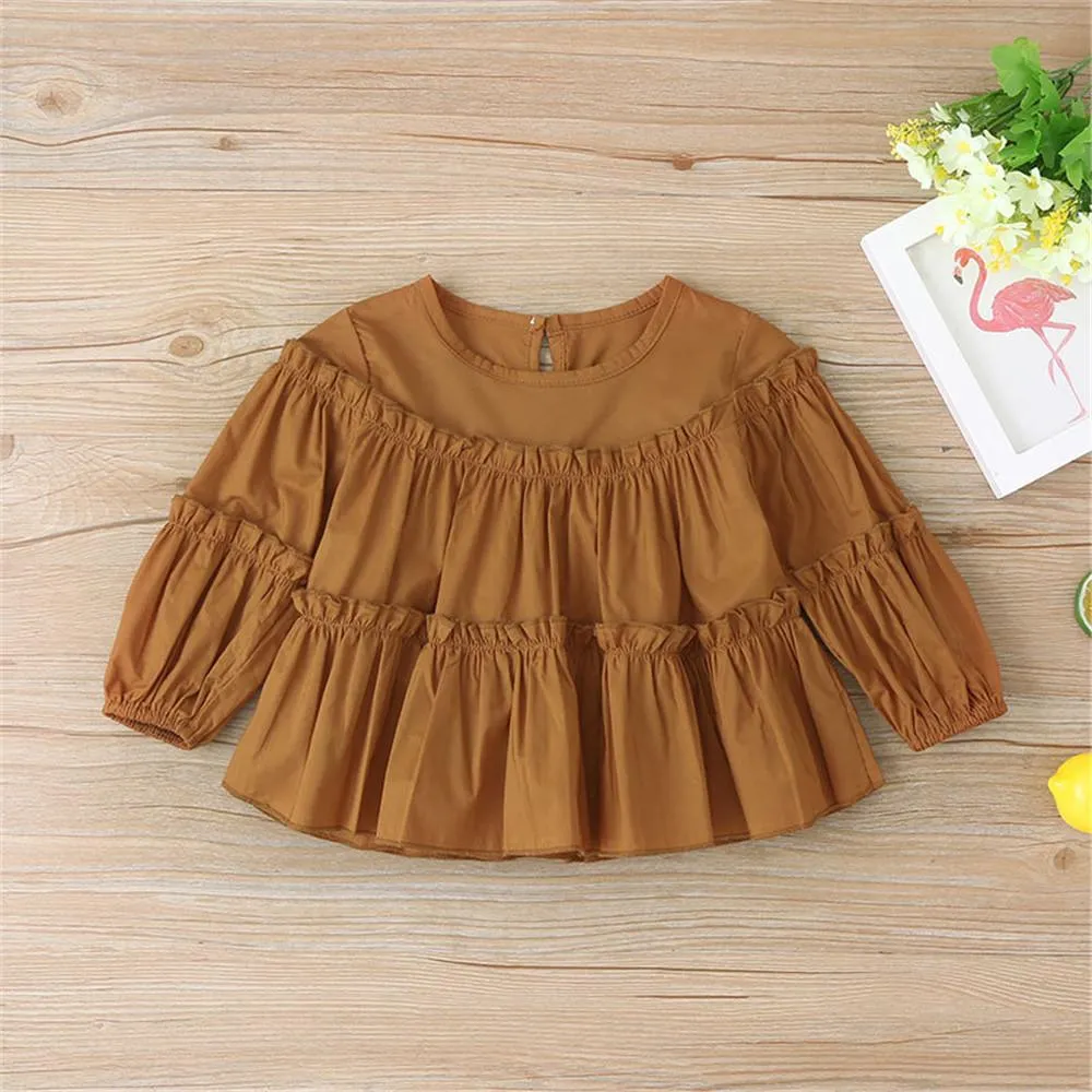 Girls Crew-neck Solid Long Sleeve Top & Pants