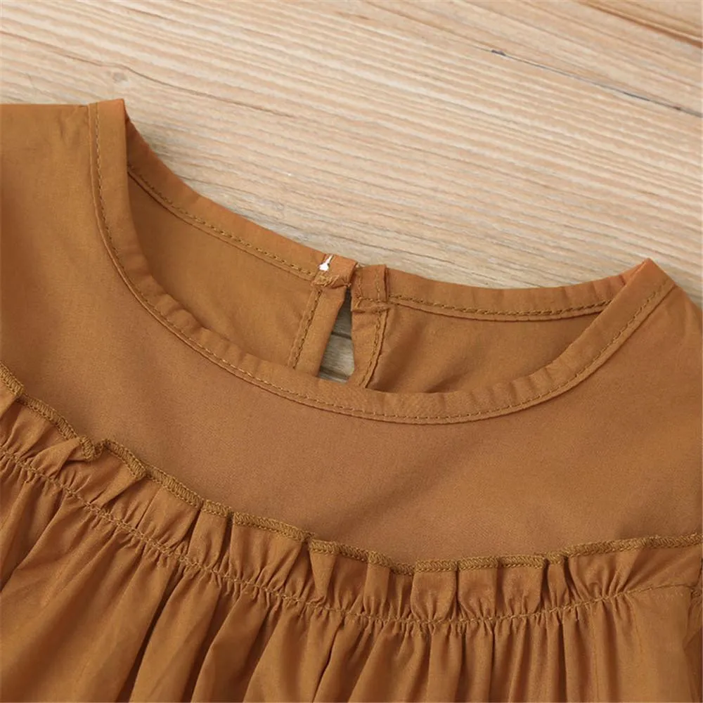 Girls Crew-neck Solid Long Sleeve Top & Pants