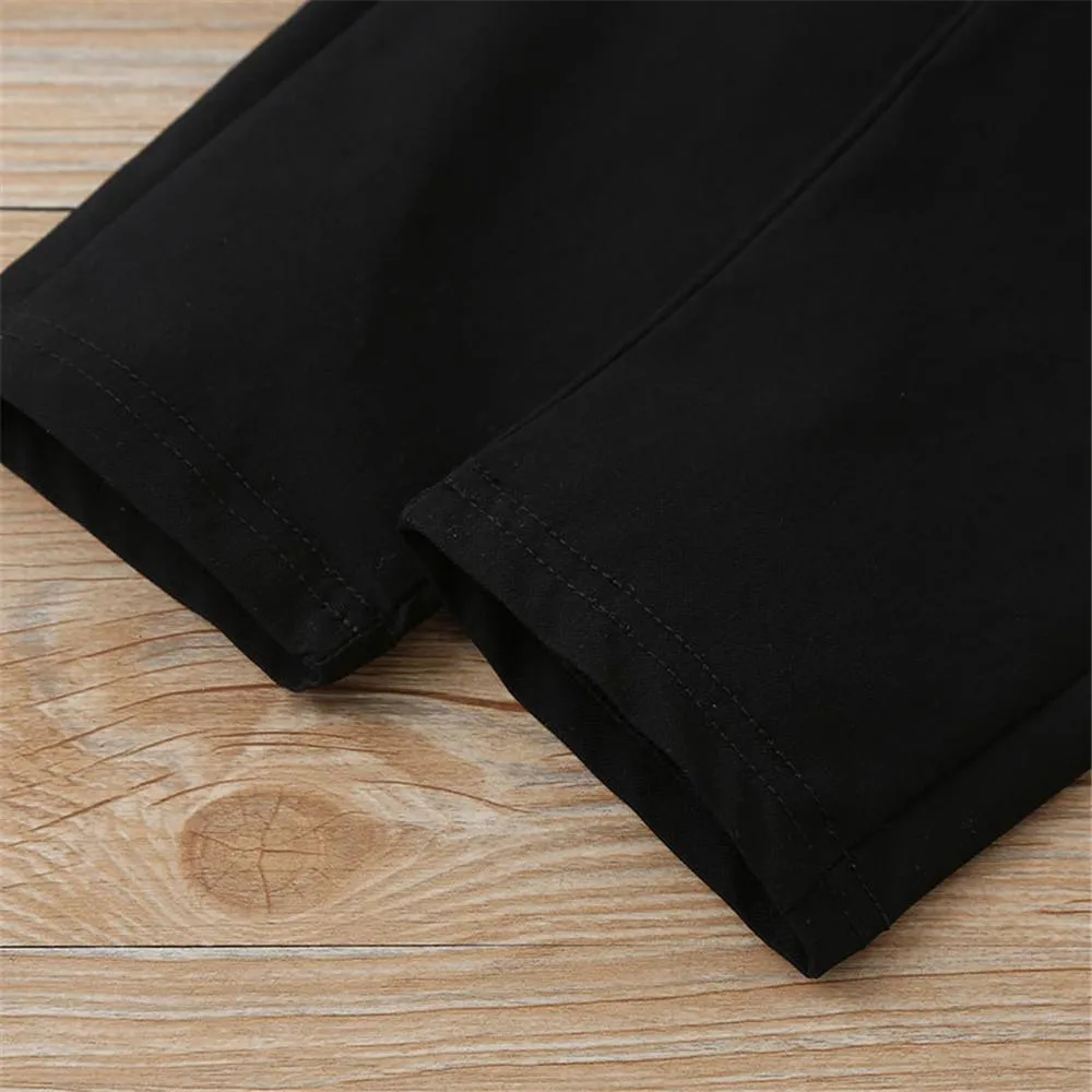Girls Crew-neck Solid Long Sleeve Top & Pants