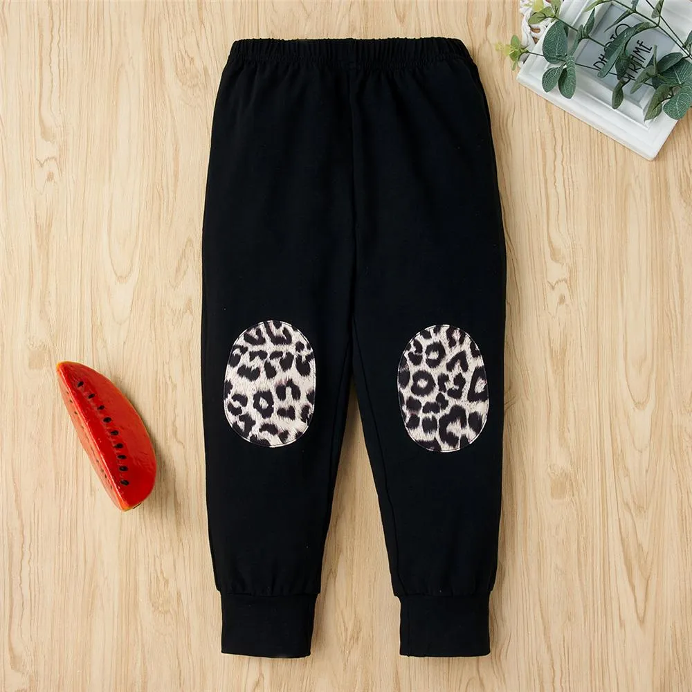 Girls Pocket Leopard Long Sleeve Top & Pants Girls Clothing Wholesale