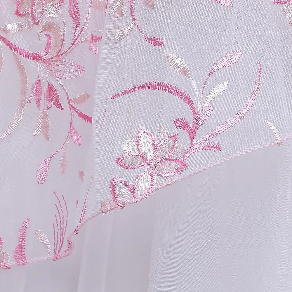 Girls' Wedding Dress Skirts Embroidered Long Dress Bow Princess Dress