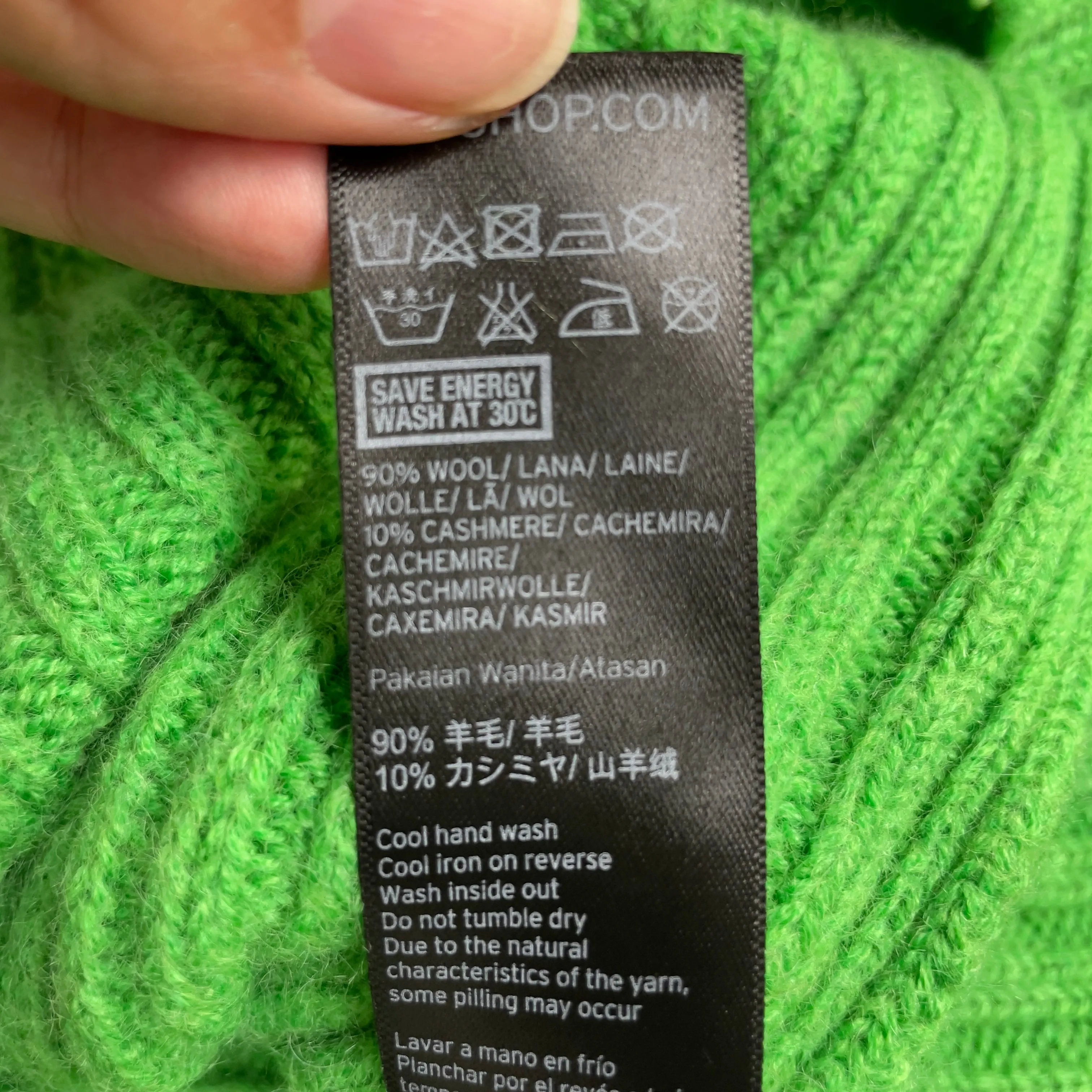 Green Cashmere Wool Blend Sweater - Topshop Boutique - Back Cut Out Detail