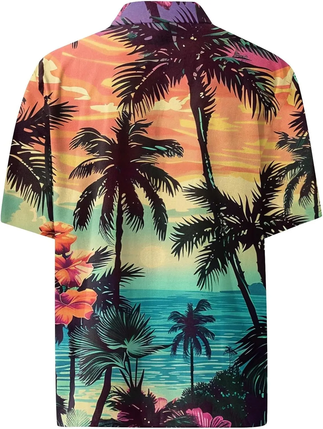 Hawaiian Button Down Shirts for Men Short Sleeve Tropical Print Tops Casual Loose Summer Beach Vacation Blouses
