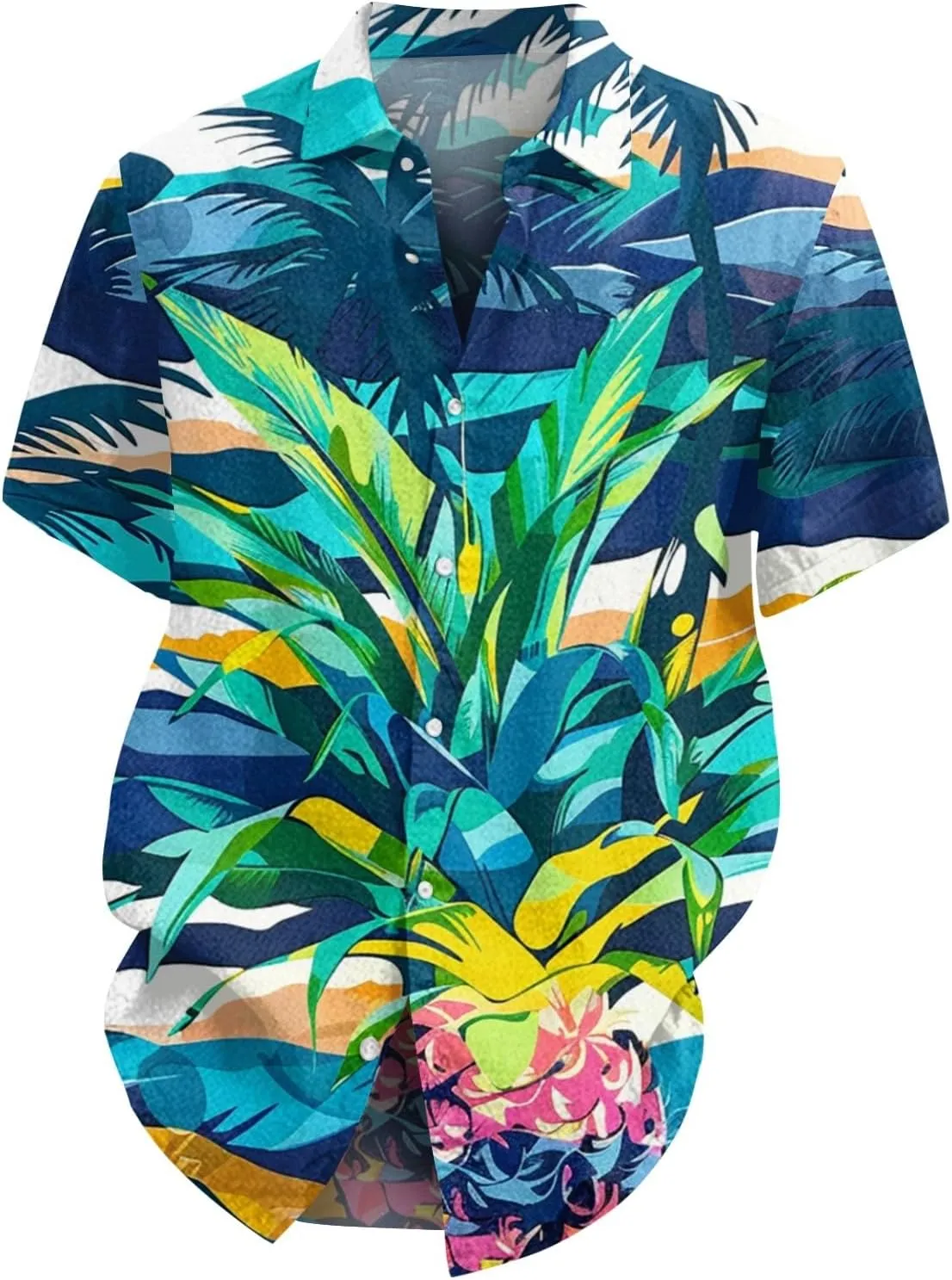 Hawaiian Button Down Shirts for Men Short Sleeve Tropical Print Tops Casual Loose Summer Beach Vacation Blouses